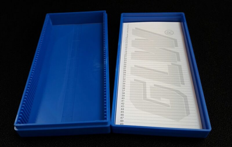 Microscope Slide Box for 50 Slides, PS, GLW Germany (not medical device, only for professional lab use)