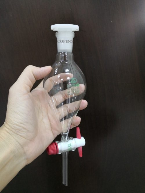 Separating Funnel, Conical, 100 ml, Clear Glass, Isolab Germany AB